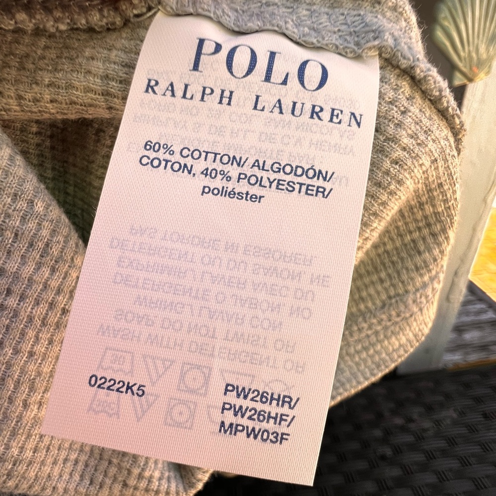 NWT Polo by Ralph Lauren Men’s Sleepwear Light Gray Long Sleeve Shirt SZ L - Picture 8 of 9